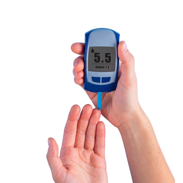 Checking blood sugar level with glucose meter