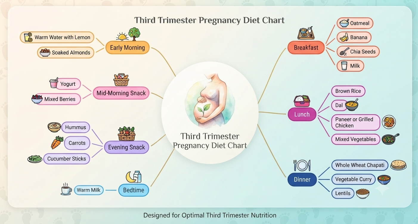 The diet chart for the third trimester of pregnancy.